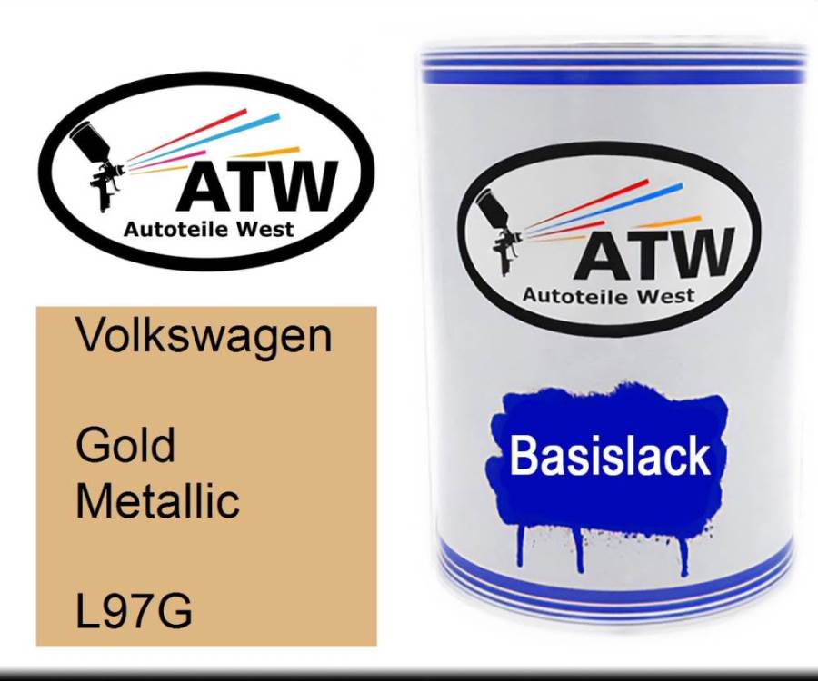 Volkswagen, Gold Metallic, L97G: 500ml Lackdose, von ATW Autoteile West.